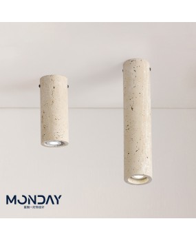 Japanese Wabi Sabi style yellow cave stone cylindrical ceiling light, modern and simple entrance hallway light, creative homestay retro lighting