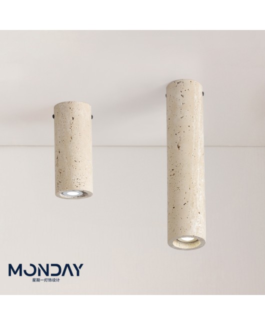 Japanese Wabi Sabi style yellow cave stone cylindrical ceiling light, modern and simple entrance hallway light, creative homestay retro lighting