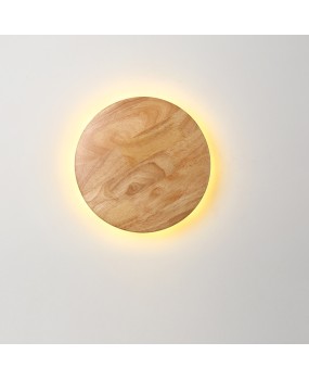 Nordic wooden solid wood bedroom bedside lamp bathroom creative LED wooden wall lamp staircase circular personalized wall lamp