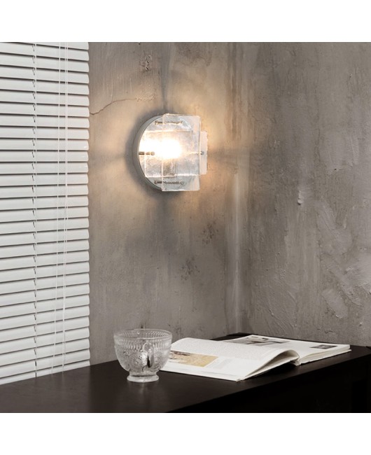 Bauhaus style minimalist ice glass wall lamp, modern light luxury, ancient residential corridor decoration, background wall lamp