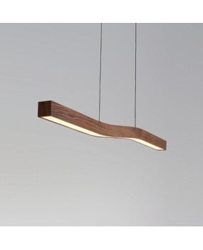 Nordic postmodern creative LED restaurant pendant light living room designer model room long straight wood grain pendant light