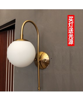Nordic postmodern round glass wall lamp, fashionable and creative art, restaurant hallway, bedroom headboard, hotel gold wall lamp