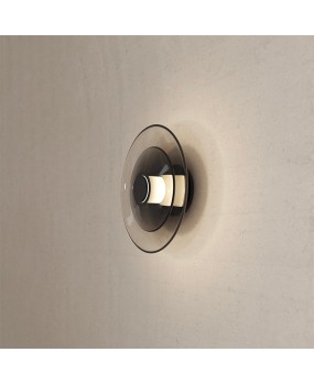 Designer bedroom bedside study Nordic living room hotel corridor circular internet famous light luxury glass UFO wall lamp