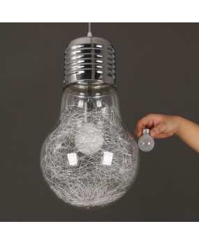 Modern, minimalist, creative, personalized large light bulb pendant lamp, restaurant lighting, bar counter aisle, gold, silver, aluminum wire glass bedroom lamp