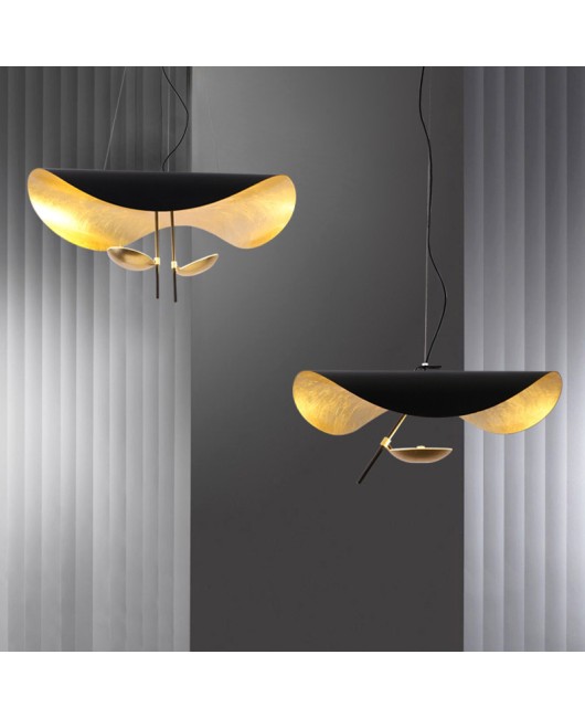 Lotus leaf LED pendant light fashion art Nordic personality creative exhibition hall Restaurant creative gold foil LED pendant light