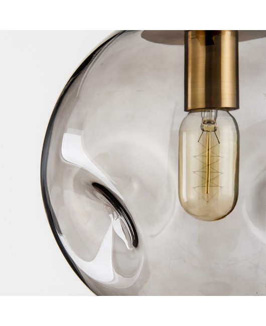 Nordic bar pendant light, simple modern bedroom bedside lamp, creative personality living room lamp, glass concave convex hanging lamp