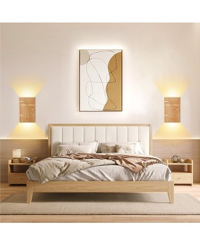 Creative Nordic wall lamp, wooden square box, wooden lamp, bedside bedroom lamp, aisle background wall, wooden atmosphere lamp
