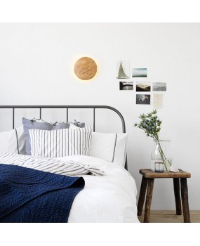 Nordic wooden solid wood bedroom bedside lamp bathroom creative LED wooden wall lamp staircase circular personalized wall lamp