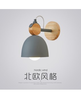 Nordic bedroom headboard wall lamp, personalized wrought iron corridor balcony clothing store, fashionable and atmospheric macaron wood wall lamp