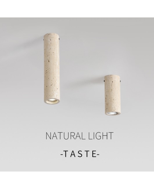 Japanese Wabi Sabi style yellow cave stone cylindrical ceiling light, modern and simple entrance hallway light, creative homestay retro lighting