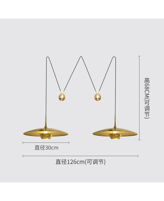 Modern minimalist and creative lifting restaurant, Nordic wrought iron designer model room, bar counter, Luo color electroplated LED pendant light