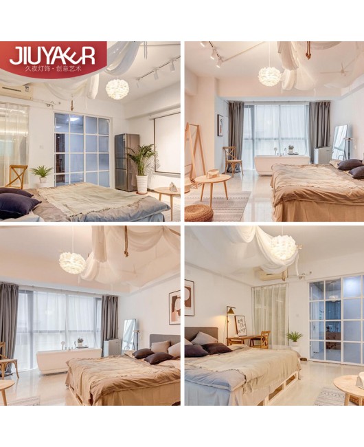 Feather lamp bedroom Nordic lighting simple modern warm romantic creative personality living room lamp internet famous feather pendant light