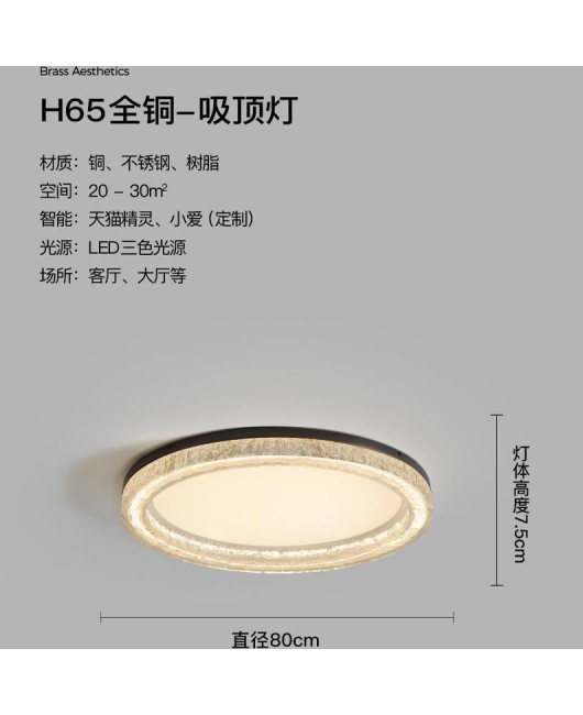 All copper living room light luxury high-end feeling ceiling light Italian minimalist living room main light modern minimalist new whole house light
