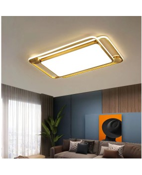 All copper living room light, LED eye protection, simple modern rectangular living room ceiling light, Nordic full spectrum ceiling light