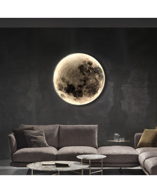 Lunar wall lamp, bedroom bedside lamp, Nordic light luxury creative personality, minimalist corridor, living room background wall decoration wall lamp