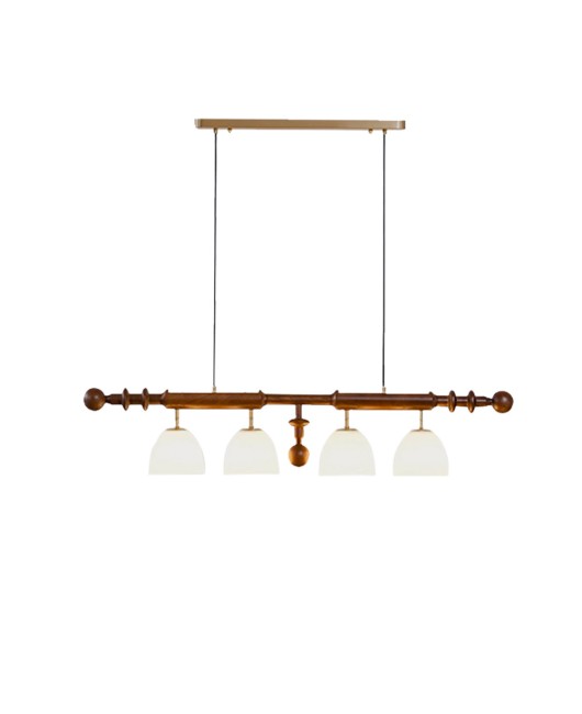 French medieval restaurant solid wood pendant light Wabi Sabi style, Nanyang style, black retro designer bar counter straight strip light
