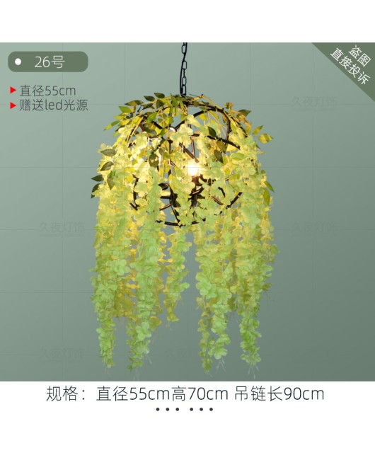 Industrial style retro walnut music restaurant bar plant flower pendant light creative green plant circular art pendant light