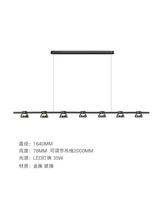 Italian minimalist restaurant pendant light, modern bar counter island, Nordic Italian designer, glass light luxury, one line long strip
