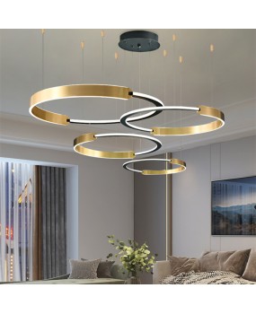 Living room pendant light, simple circular pendant light, cross-border light luxury duplex building, hollow designer model room, personalized pendant light