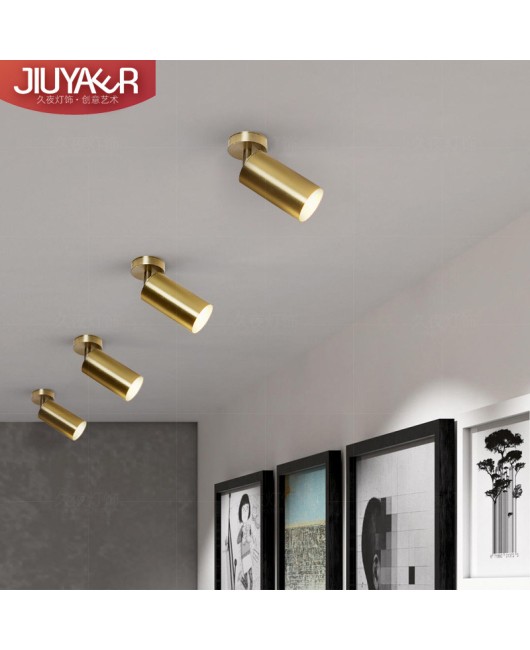 Nordic gold surface mounted spotlights, living room dining room ceiling lights, clothing store backgrounds, LED tracks, brass colored spotlights
