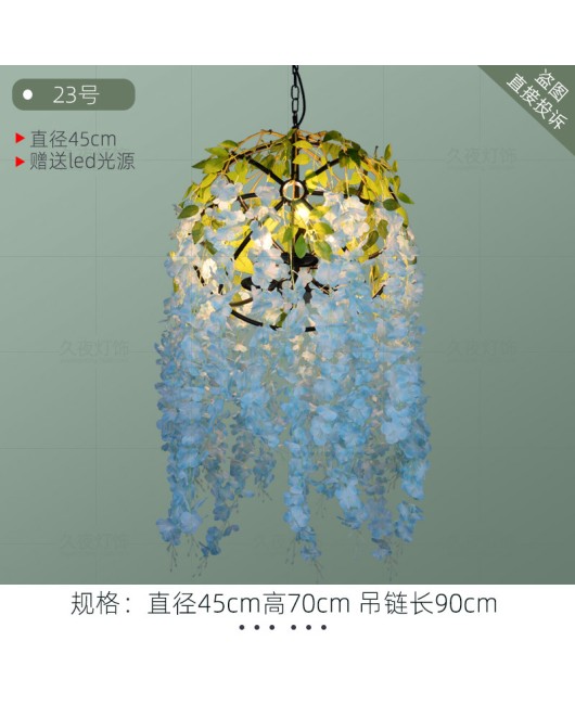 Industrial style retro walnut music restaurant bar plant flower pendant light creative green plant circular art pendant light