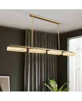 Full copper light luxury minimalist pendant lamp, post-modern high-end restaurant lamp, atmospheric high-end designer, ice crystal resin bar desk lamp