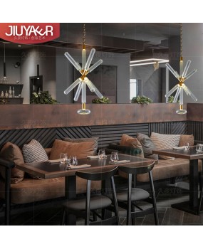 Postmodern designer's light luxury glass tube chandelier, Western restaurant, hotel club, model room, sales department, snowflake chandelier