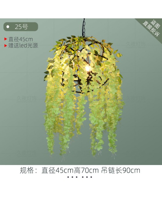 Industrial style retro walnut music restaurant bar plant flower pendant light creative green plant circular art pendant light