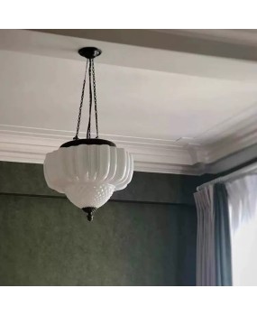 Glass cream style bedroom pendant light, French retro Shanghai style old Western style study, hallway restaurant, bar counter, entrance light
