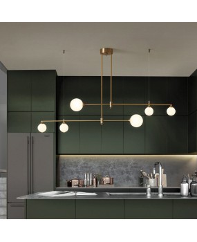 All copper restaurant pendant light, Nordic modern minimalist luxury bar counter, creative and personalized long bar magic bean dining table, dining room lighting fixtures