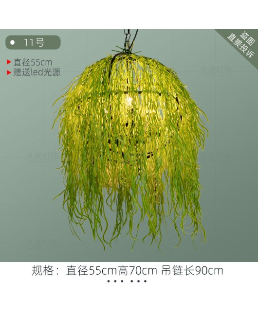 Industrial style retro walnut music restaurant bar plant flower pendant light creative green plant circular art pendant light