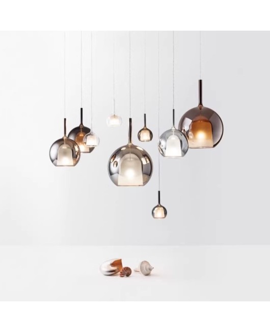 Modern and minimalist Italian designer restaurant pendant light, bar counter, bubble glass duplex staircase light, bedside small pendant light