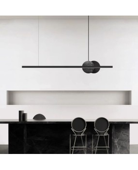 Italian minimalist light luxury all copper long bar restaurant pendant light, modern atmospheric designer model room dining table island table lighting fixtures