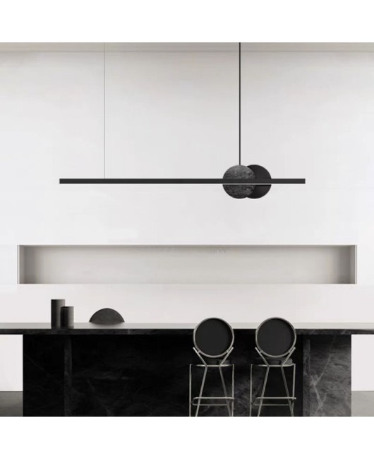 Italian minimalist light luxury all copper long bar restaurant pendant light, modern atmospheric designer model room dining table island table lighting fixtures