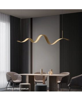 All copper restaurant chandelier, modern minimalist light luxury dining table bar table lamp, Italian minimalist long bar dining room office lighting