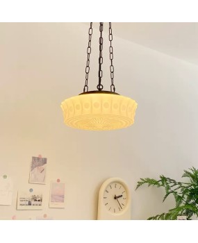 French vintage bedroom glass ceiling light, new cream style American retro master bedroom room balcony restaurant pendant light