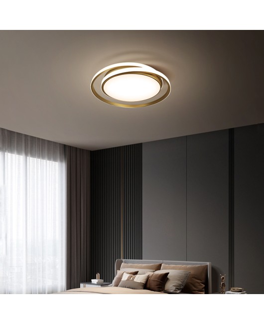 All copper minimalist modern bedroom light LED ceiling light creative personality Nordic light luxury master bedroom room study lighting