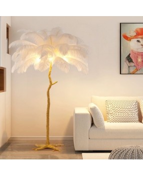 Nordic Cream Style Living Room Bedroom Feather Floor Lamp French Retro Internet Celebrity Live Room Atmosphere Lamp Standing Table Lamp
