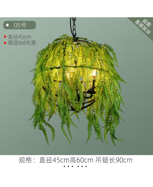 Industrial style retro walnut music restaurant bar plant flower pendant light creative green plant circular art pendant light