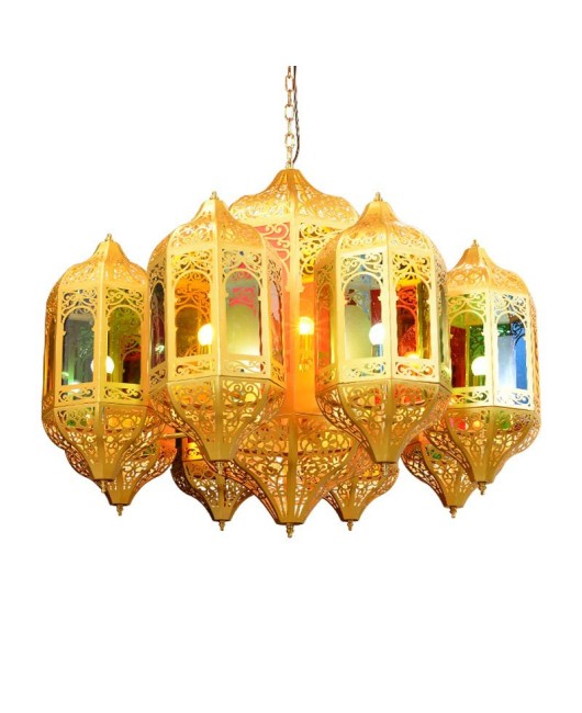 Arabic style Thai style lamp, exotic style, Xinjiang restaurant villa chandelier, colored glass hotel project chandelier