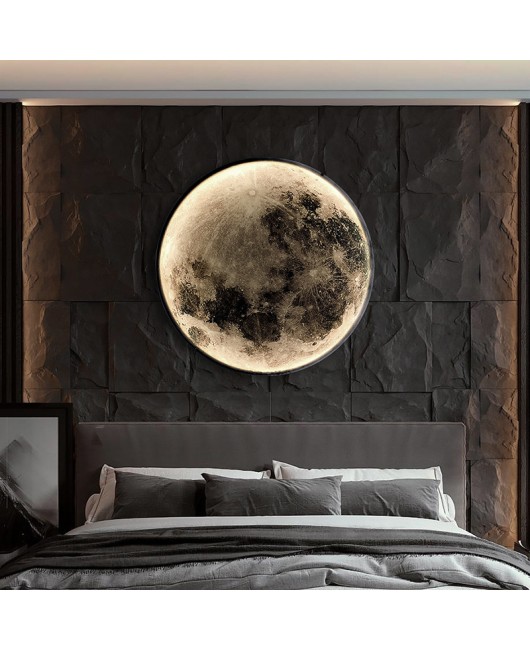 Lunar wall lamp, bedroom bedside lamp, Nordic light luxury creative personality, minimalist corridor, living room background wall decoration wall lamp
