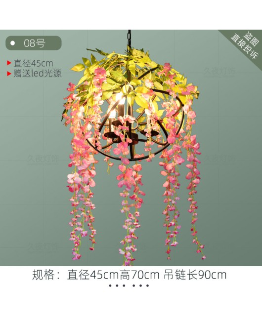 Industrial style retro walnut music restaurant bar plant flower pendant light creative green plant circular art pendant light