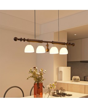 French medieval restaurant solid wood pendant light Wabi Sabi style, Nanyang style, black retro designer bar counter straight strip light