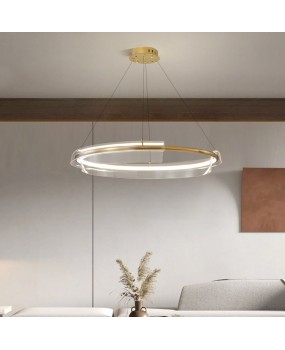Postmodern light luxury living room LED ring pendant light Nordic minimalist internet famous atmospheric restaurant designer bedroom pendant light