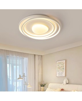Minimal cream wind bedroom lamp full spectrum eye protection ceiling lamp Steamed rolls creative room led circular line lamp