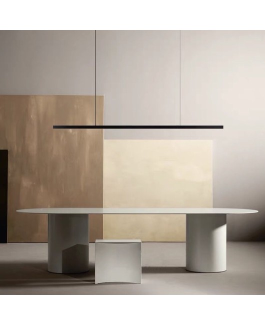 Italian style all copper long bar restaurant pendant light, modern minimalist geometric office island counter, black straight dining table light