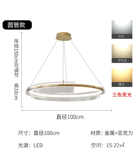 Living room pendant lamp designer circular LED light luxury internet famous restaurant atmospheric simple post-modern bedroom pendant lamp