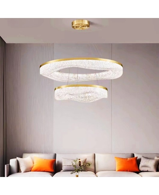 Full copper light luxury grand living room pendant light, postmodern designer art, living room dining room, creative minimalist resin pendant light