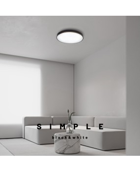 Master bedroom LED ceiling light, luxurious all copper black Italian minimalist ultra-thin circular room balcony study light