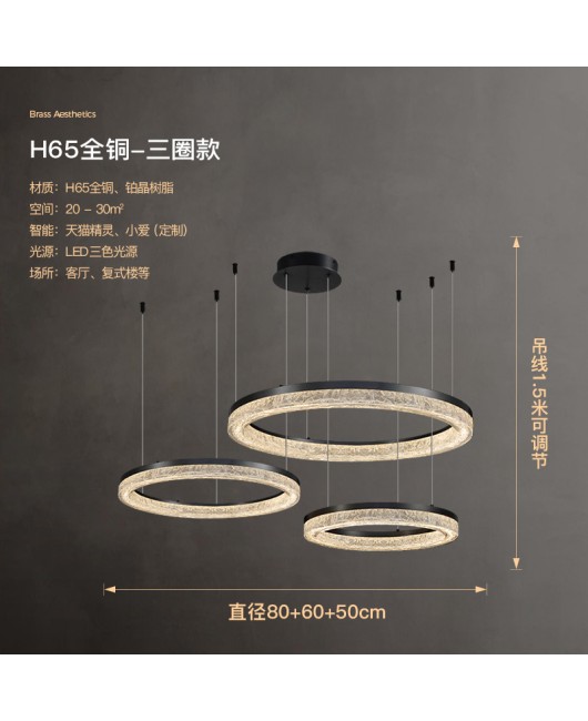Italian minimalist living room pendant light, modern minimalist high-end resin living room light, villa hall circle main light, dining room light
